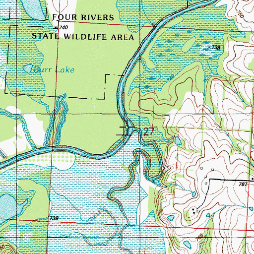 Topographic Map of Old Town Branch, MO