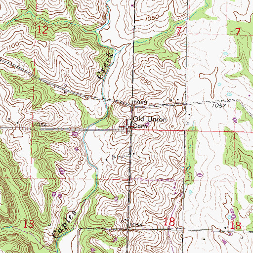 Topographic Map of Old Union Cemetery, MO