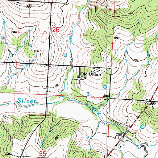 Topographic Map of Old Union Church, MO