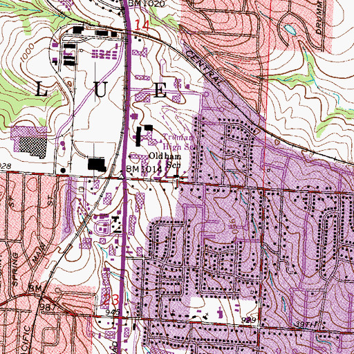 Topographic Map of Oldham School, MO