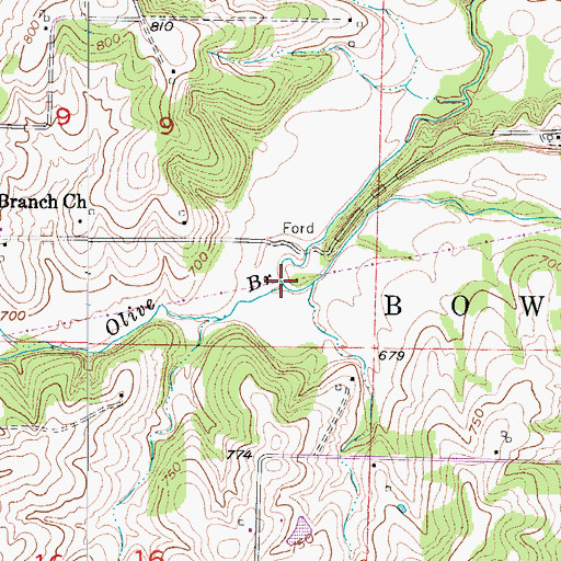 Topographic Map of Olive Branch, MO