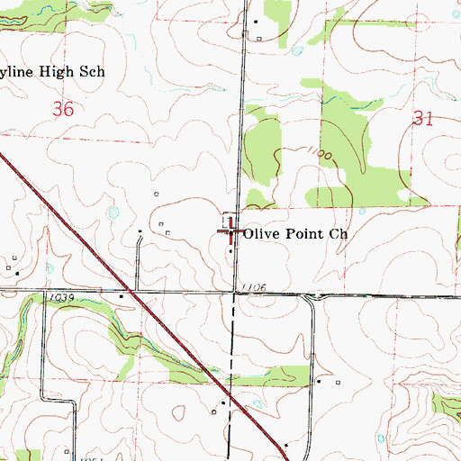 Topographic Map of Olive Point Church, MO