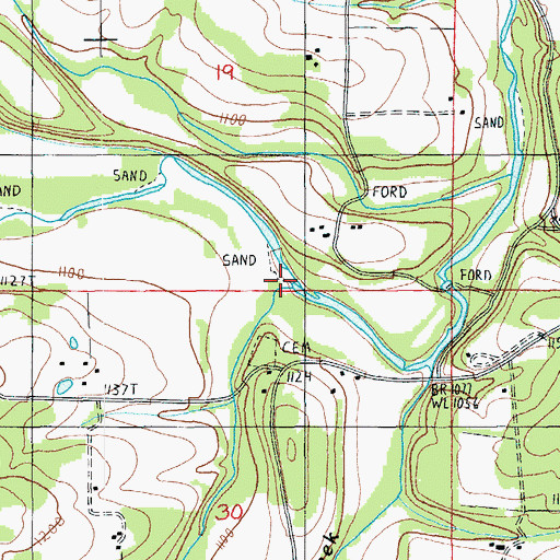 Topographic Map of Opossum Creek, MO