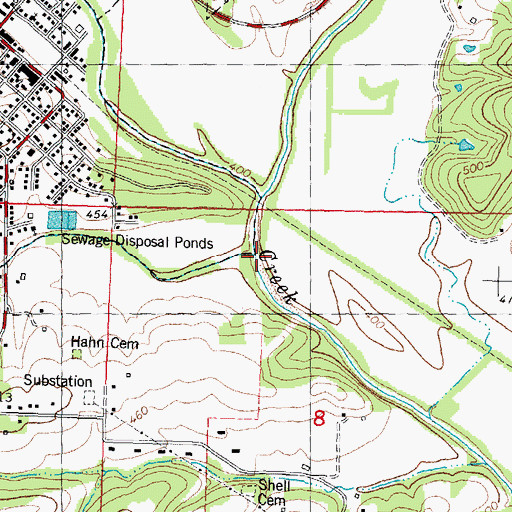 Topographic Map of Opossum Creek, MO