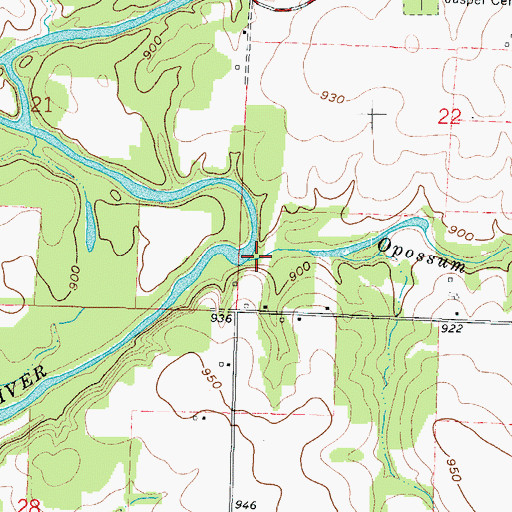 Topographic Map of Opossum Creek, MO