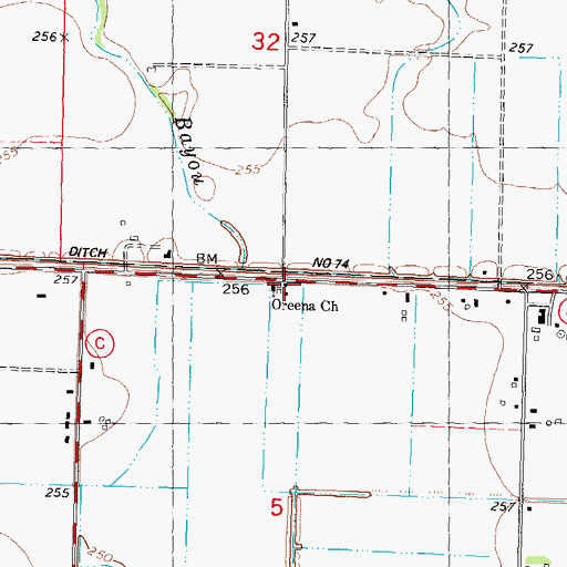 Topographic Map of Oreena Church, MO