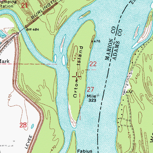 Topographic Map of Orton Island, MO