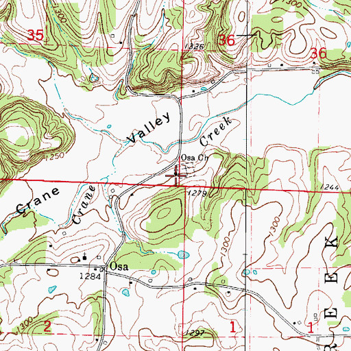 Topographic Map of Osa Church, MO