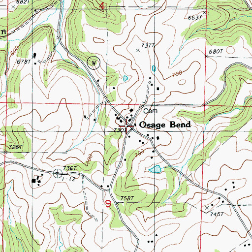 Topographic Map of Osage Bend School (historical), MO
