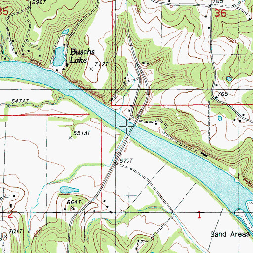 Topographic Map of Osage Bluff Ferry (historical), MO