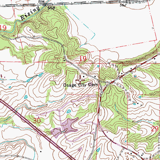 Topographic Map of Osage City Cemetery, MO