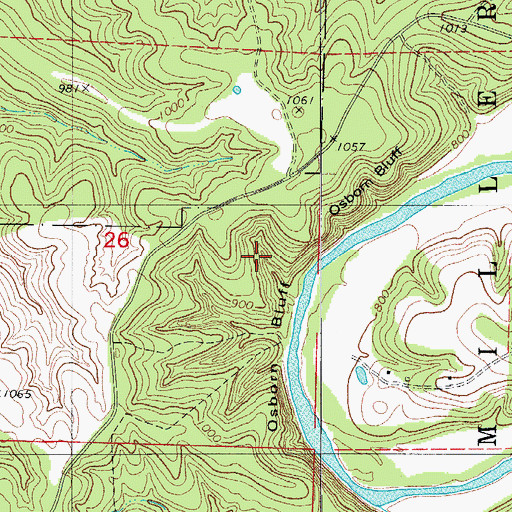 Topographic Map of Osborn Bluff, MO