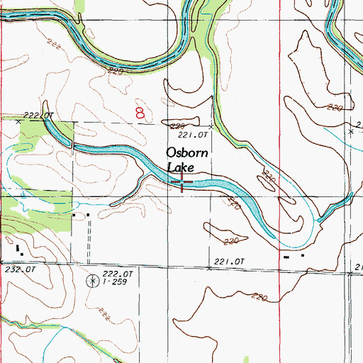 Topographic Map of Osborn Lake, MO