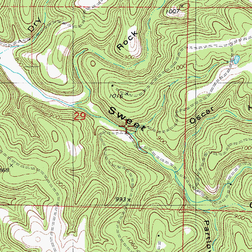 Topographic Map of Oscar Hollow, MO