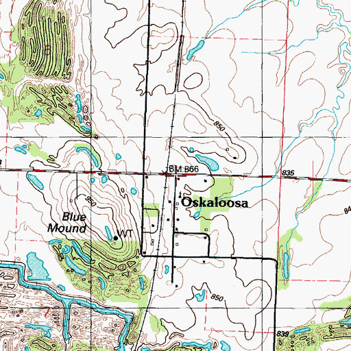 Topographic Map of Oskaloosa, MO