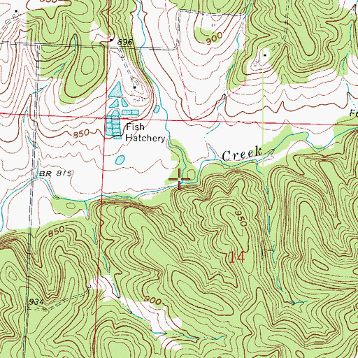 Topographic Map of Otten Branch, MO