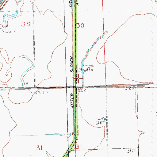 Topographic Map of Otter Slough Ditch, MO