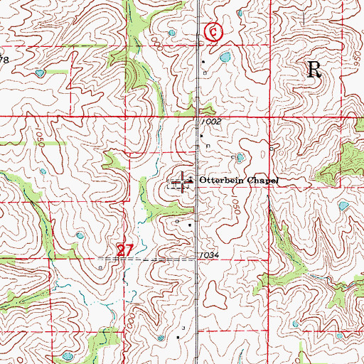 Topographic Map of Otterbein Chapel, MO