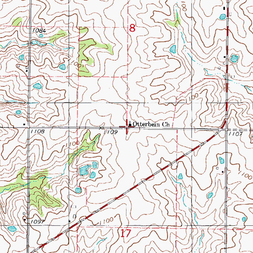 Topographic Map of Otterbem Church, MO