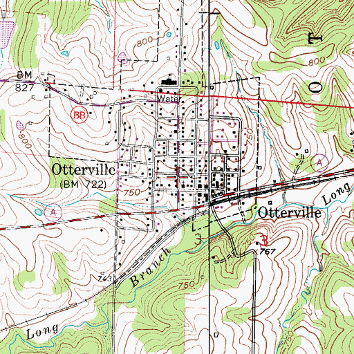 Topographic Map of Otterville, MO