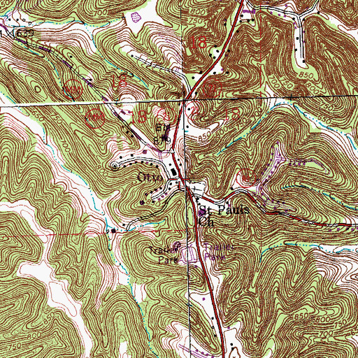 Topographic Map of Otto, MO