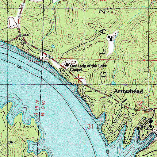 Topographic Map of Our Lady of the Lake Chapel, MO