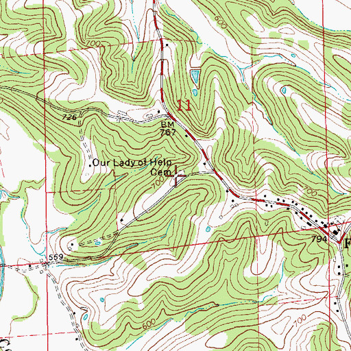 Topographic Map of Our Lady of Help Cemetery, MO