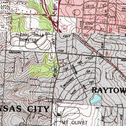 Topographic Map of Our Lady of Lourdes School, MO