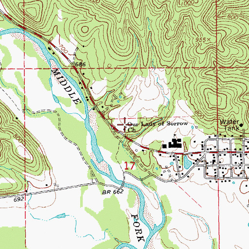 Topographic Map of Our Lady of Sorrow Church, MO