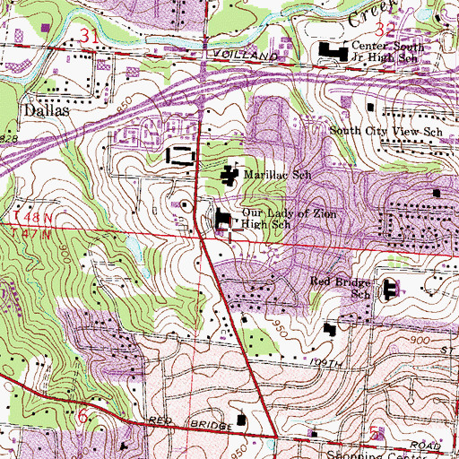 Topographic Map of Notre Dame de Sion High School, MO
