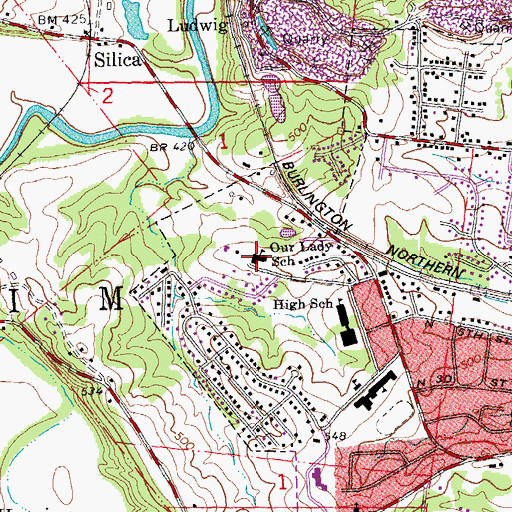 Topographic Map of Our Lady School, MO