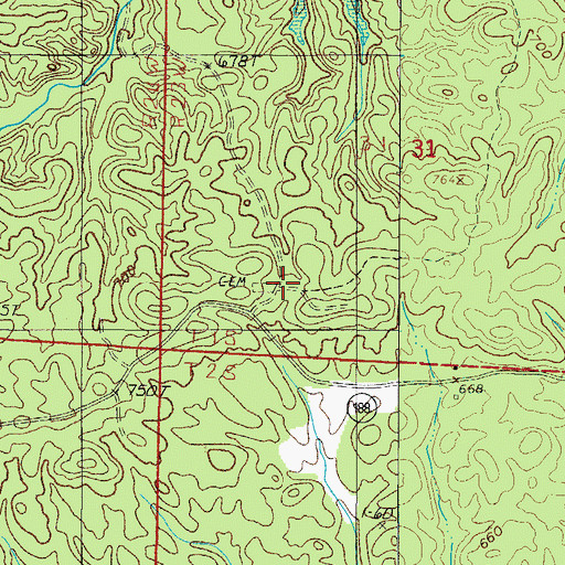 Topographic Map of Little Fir Cemetery, AR