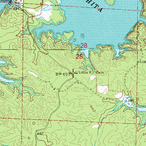 Topographic Map of Little Fir Cemetery, AR