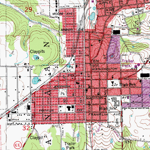Topographic Map of Owensville, MO