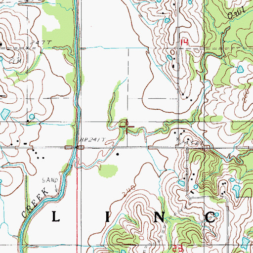 Topographic Map of Owl Branch, MO