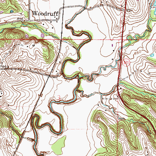 Topographic Map of Owl Creek, MO