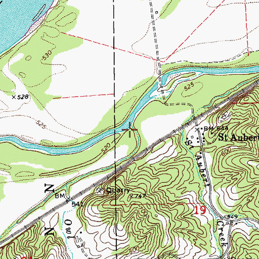 Topographic Map of Owl Creek, MO