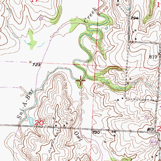 Topographic Map of Owl Creek, MO