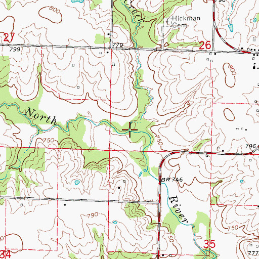 Topographic Map of Owl Creek, MO