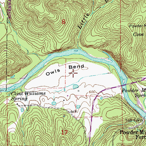 Topographic Map of Owls Bend, MO