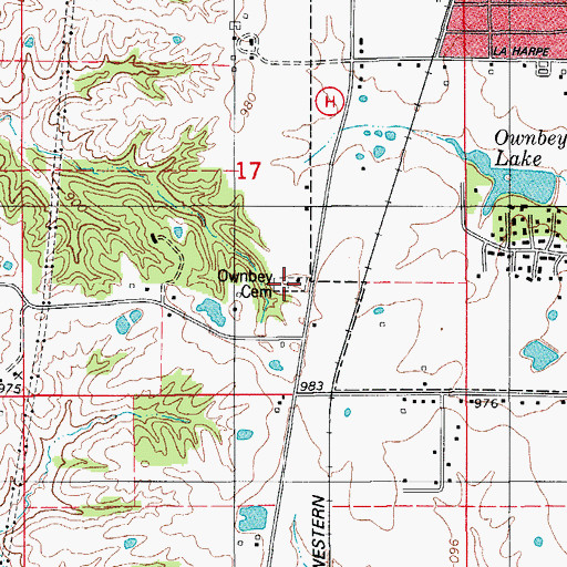 Topographic Map of Ownbey Cemetery, MO