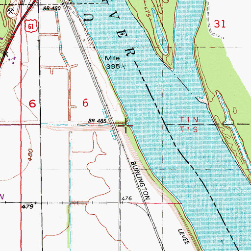 Topographic Map of Oyster Branch, MO