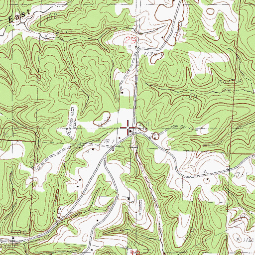 Topographic Map of Ozark Church, MO