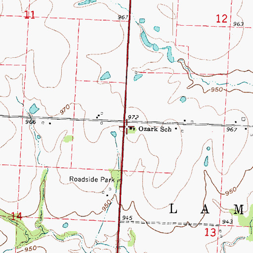 Topographic Map of Ozark School (historical), MO