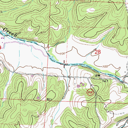 Topographic Map of P D Creek, MO