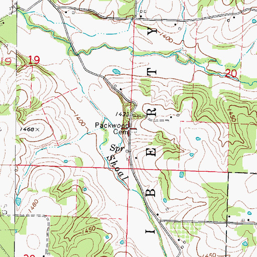 Topographic Map of Packwood Cemetery, MO