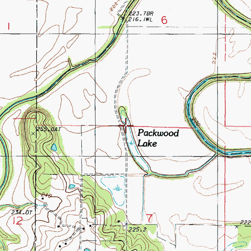 Topographic Map of Packwood Lake, MO
