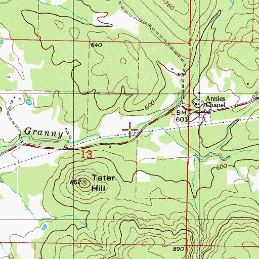 Topographic Map of Little Granny Creek, AR