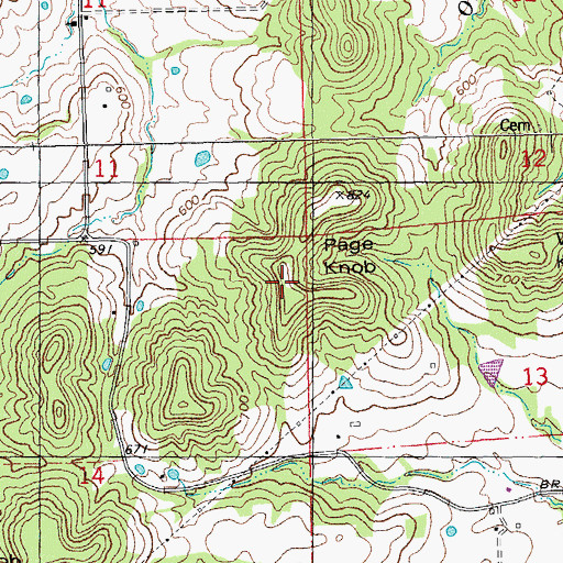 Topographic Map of Page Knob, MO
