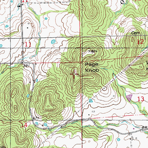 Topographic Map of Page Knob, MO